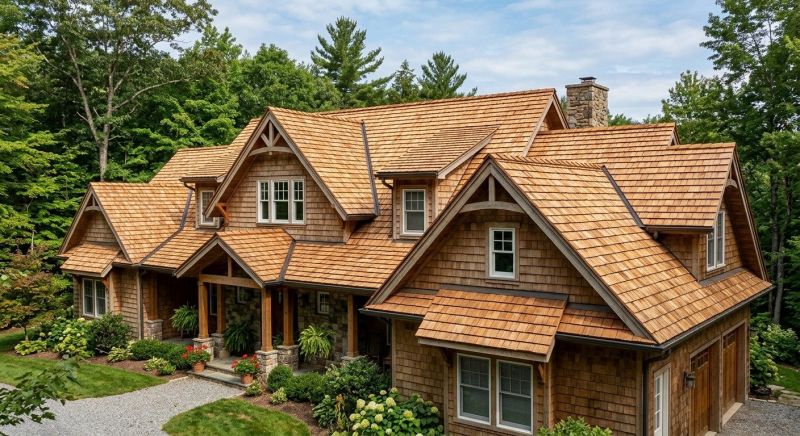 Natural Wood Roof Installation in Kennebunkport, ME