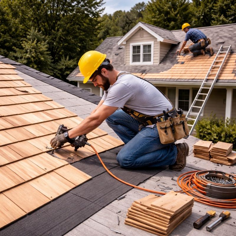 Wood Roofing Installation in Wells, ME